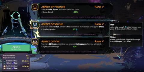 Black Coat's Aspect of Selene in Hades 2