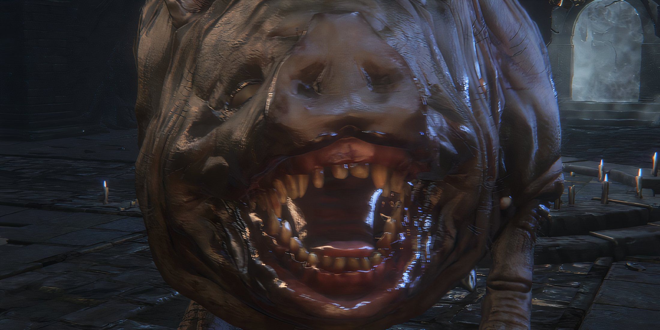 Bloodborne close up of boar face and mouth