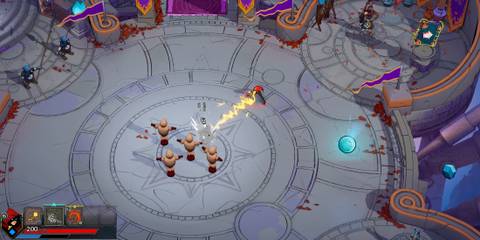 Bolt Rail being used on dummies in Wizard of Legend 2