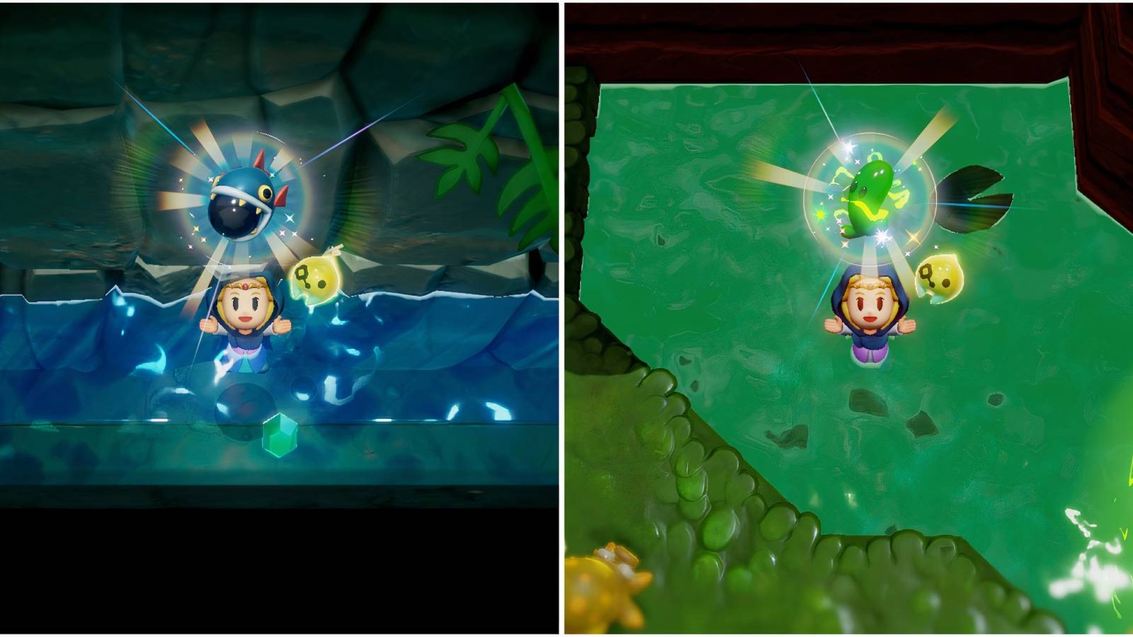 Bombfish and Buzz Blob monster echoes in The Legend of Zelda Echoes of Wisdom