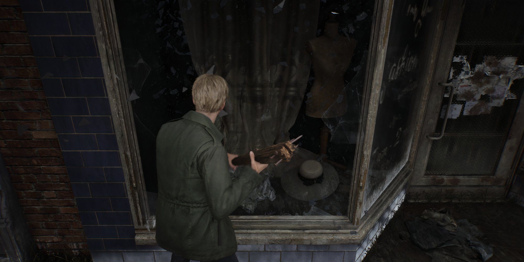 Breaking a store window in Silent Hill 2 (2024)