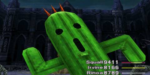 cactuar leaping in front of the screen