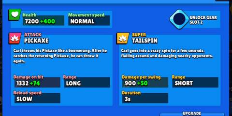 Carl stats on a blue background in Brawl Stars