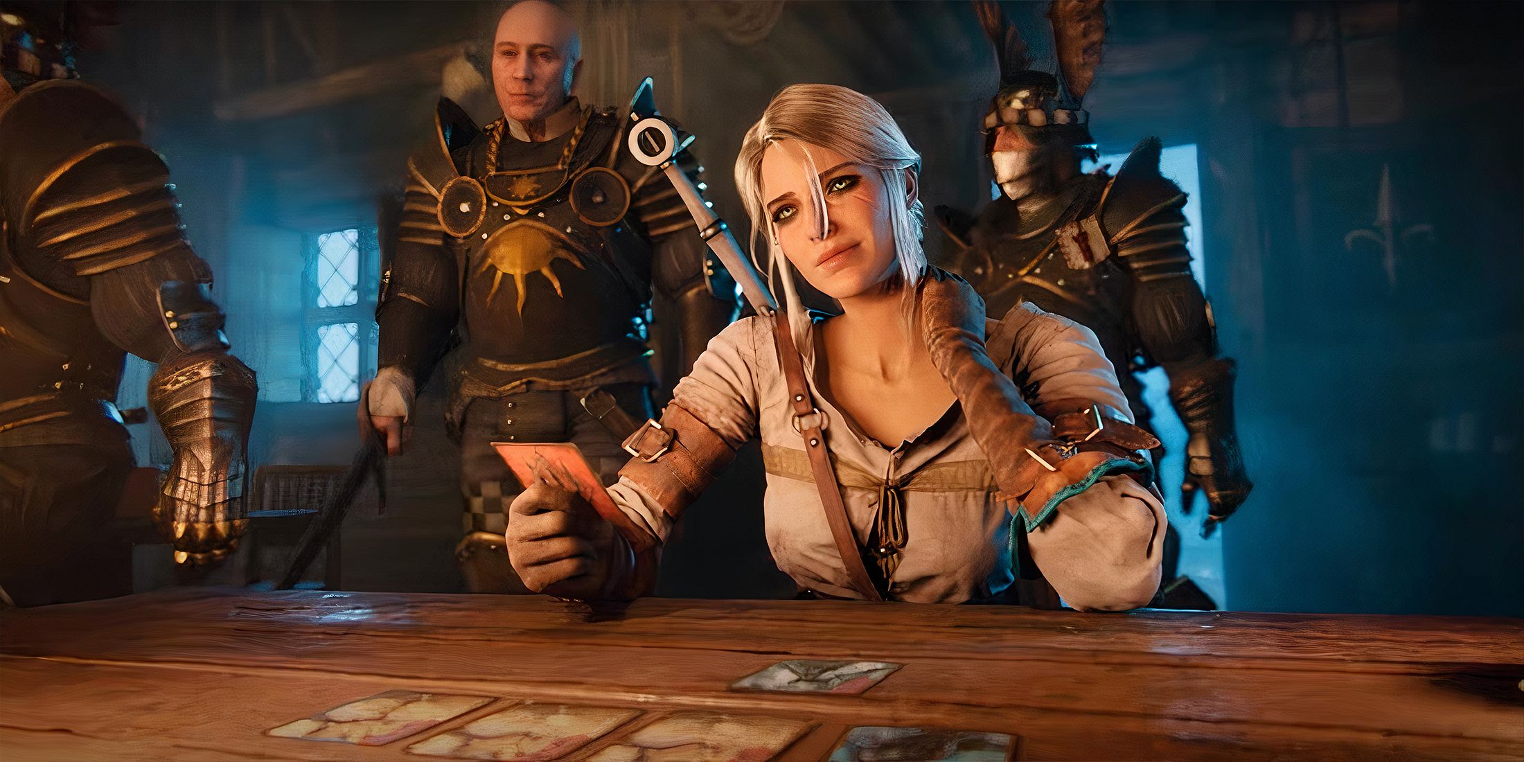 Ciri playing Gwent in The Witcher 3