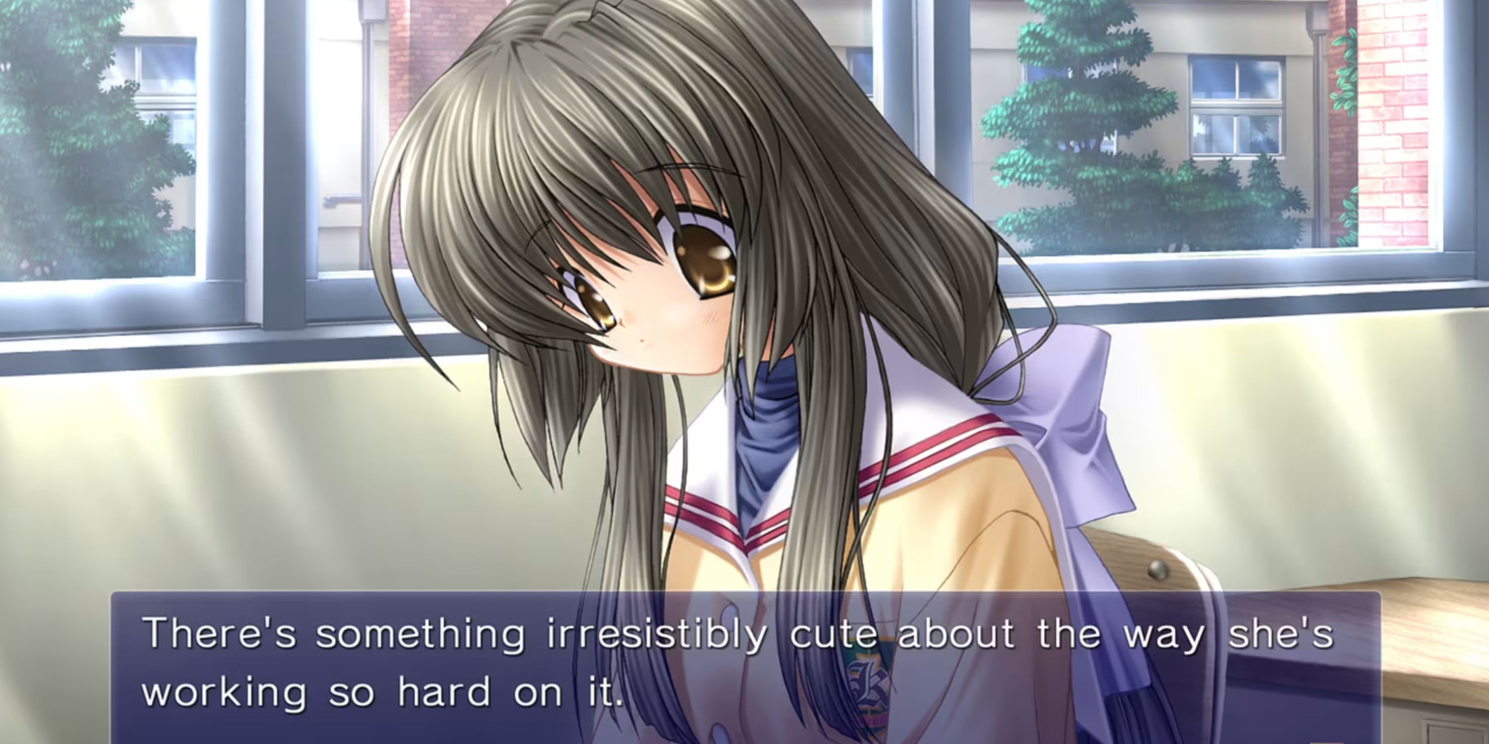 Clannad player watches NPC work