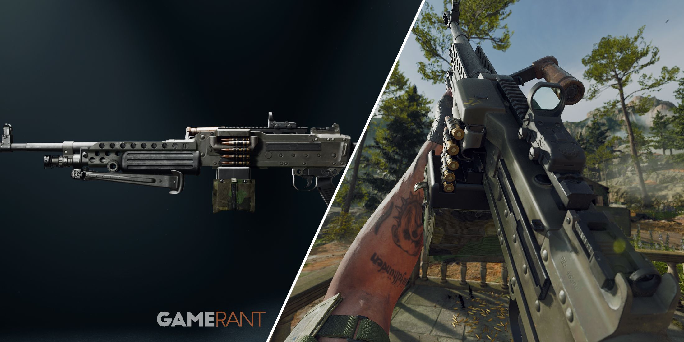 Split-image showcasing the GPMG-7 in Black Ops 6