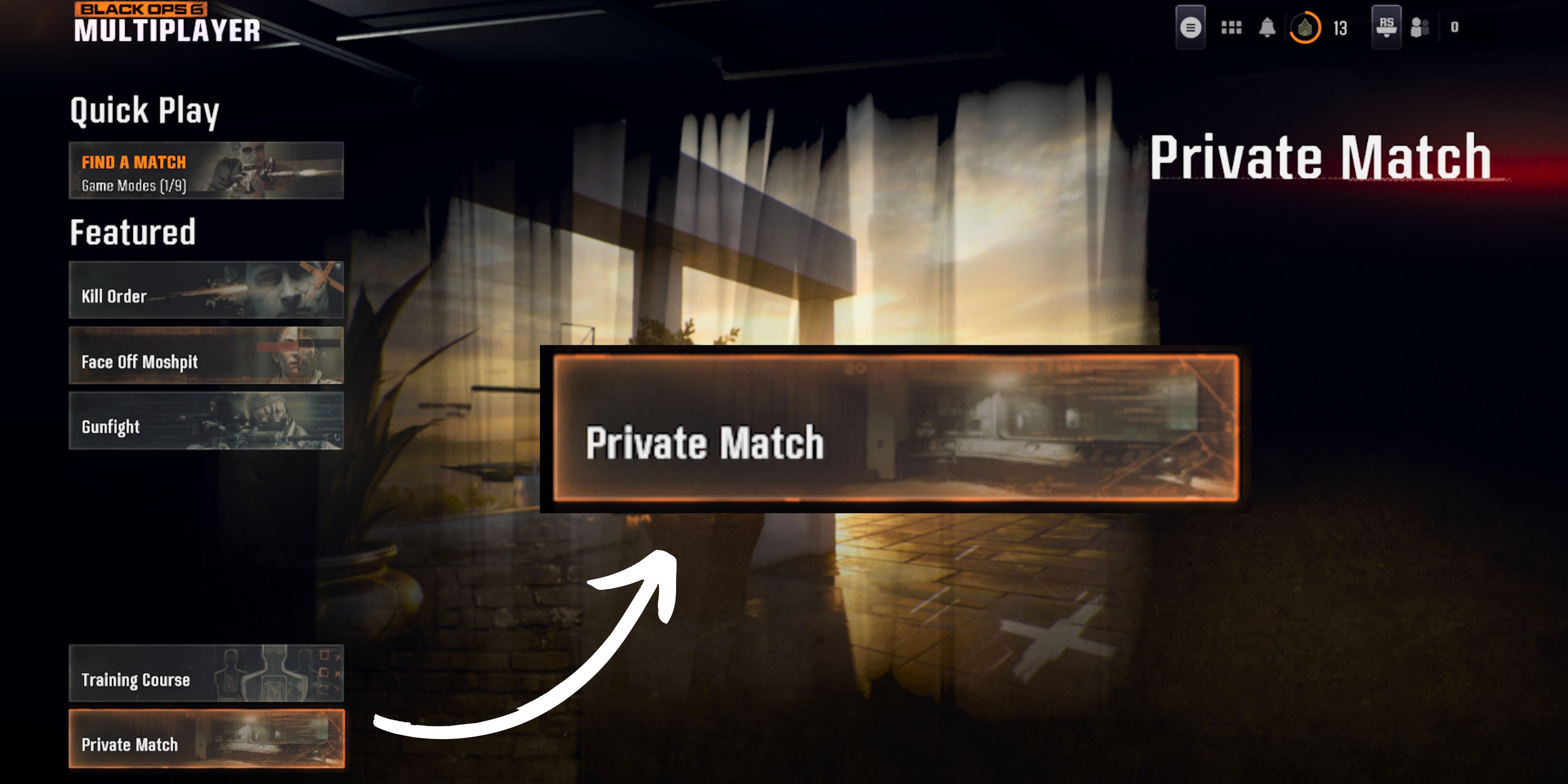 the private match setting in cod black ops 6.