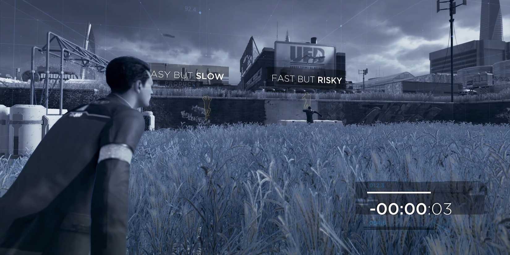 Connor has to choose an approach to a chase in Detroit: Become Human