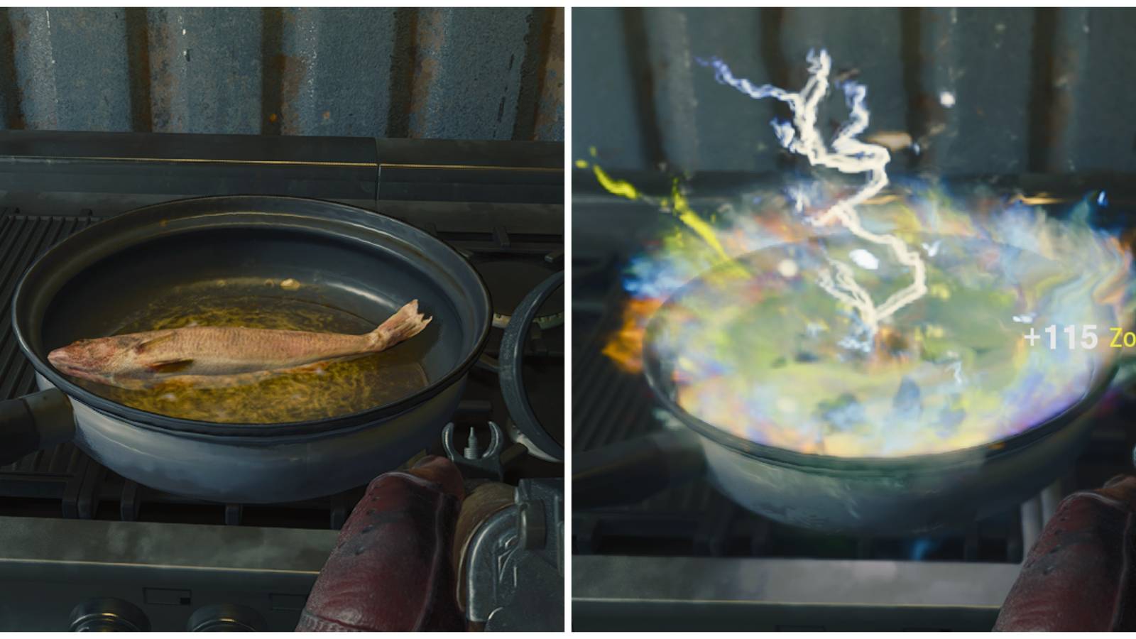 cooking the fish with strange ingredients