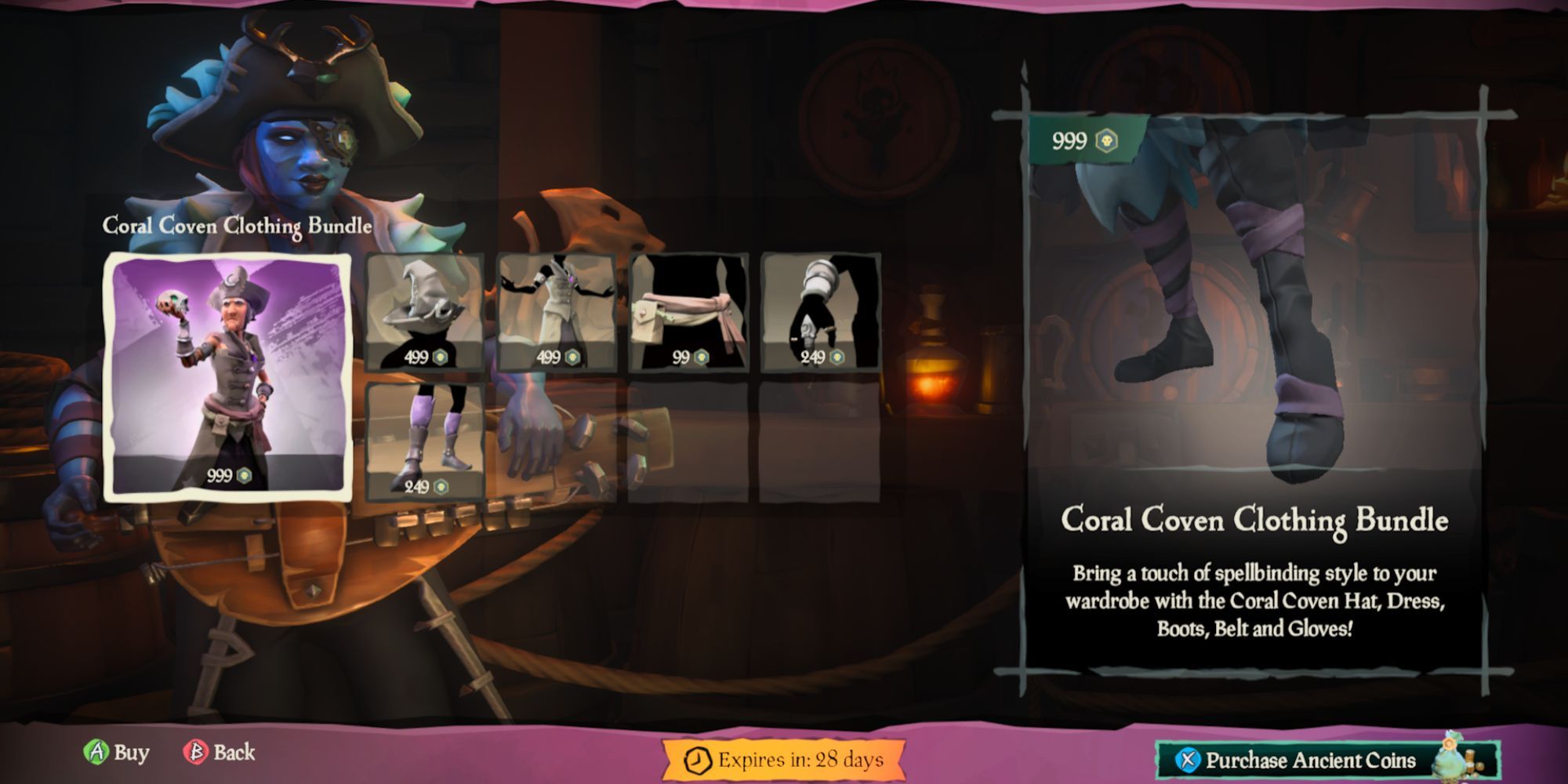 Coral Coven clothing bundle in Sea of Thieves' Pirate Emporium