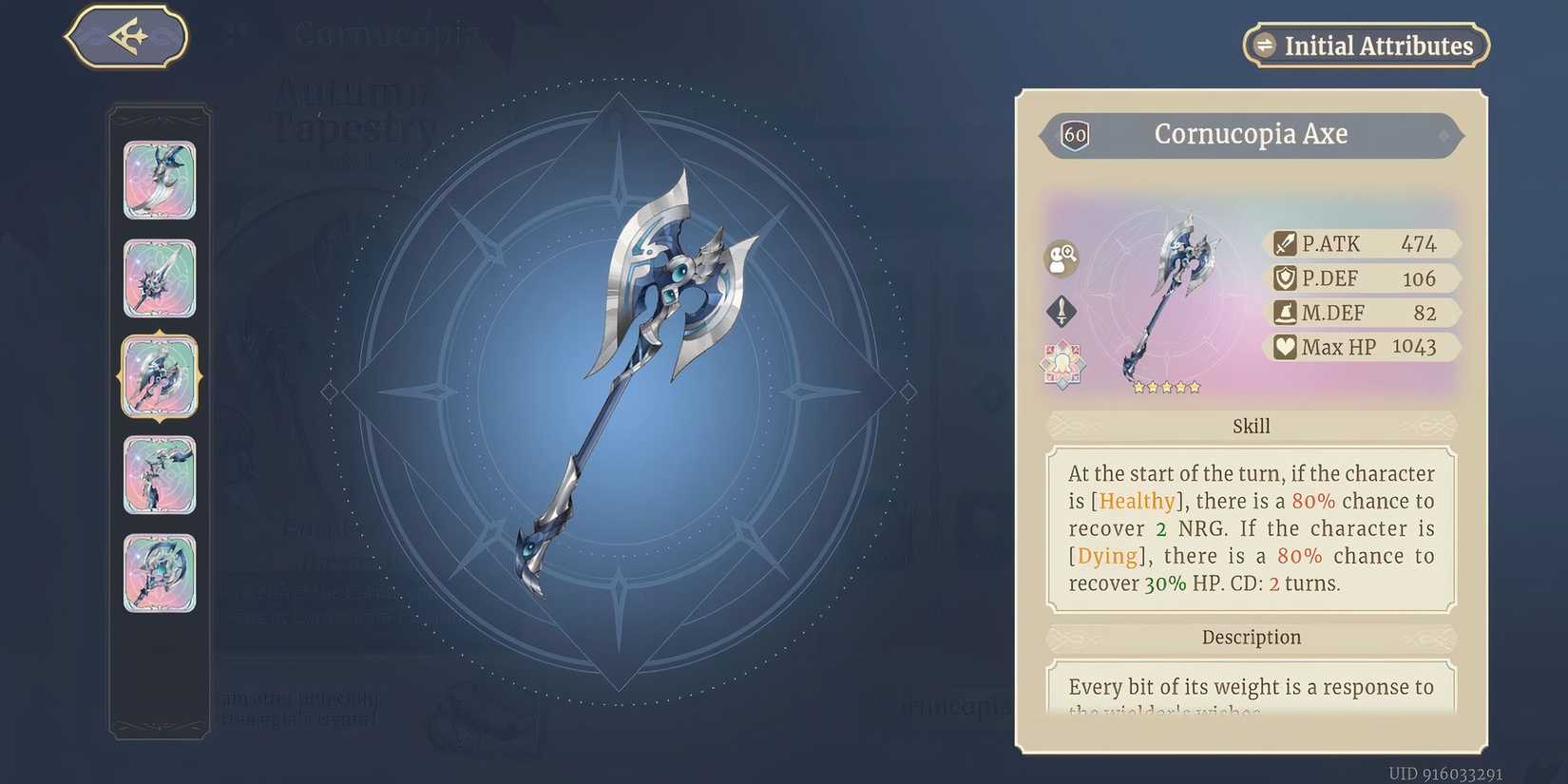 Cornucopia Axe weapon description