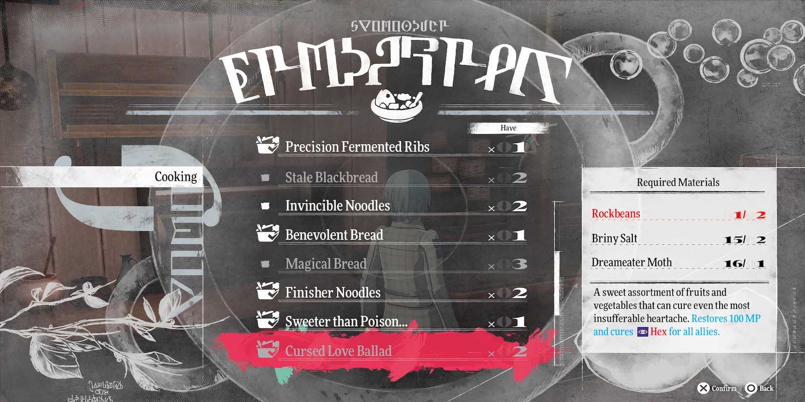 Cursed Love Ballad dish in Metaphor ReFantazio