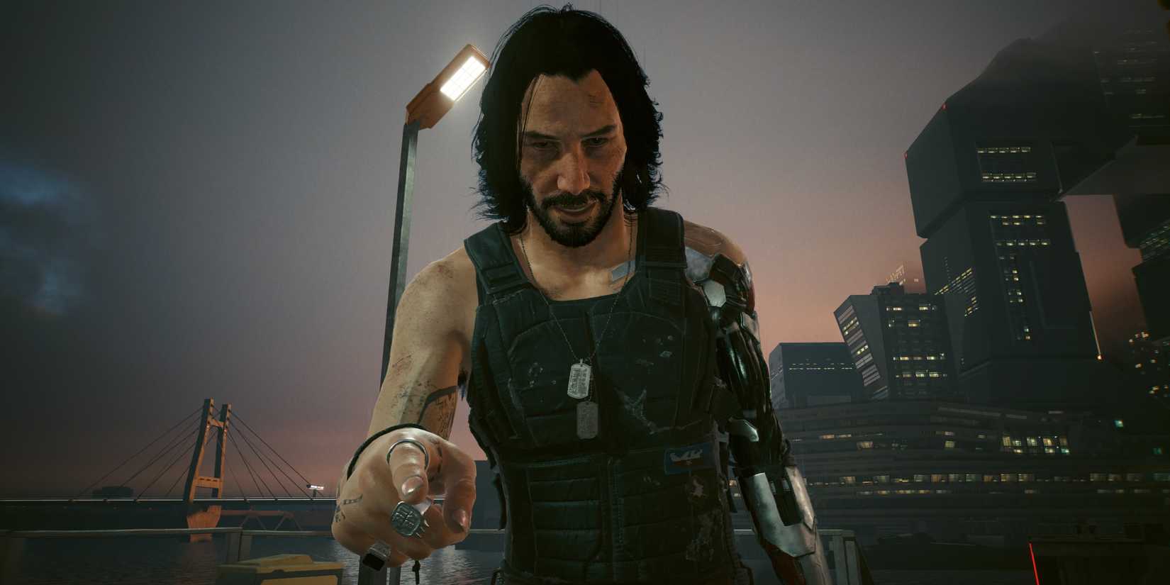 johnny silverhand points at v