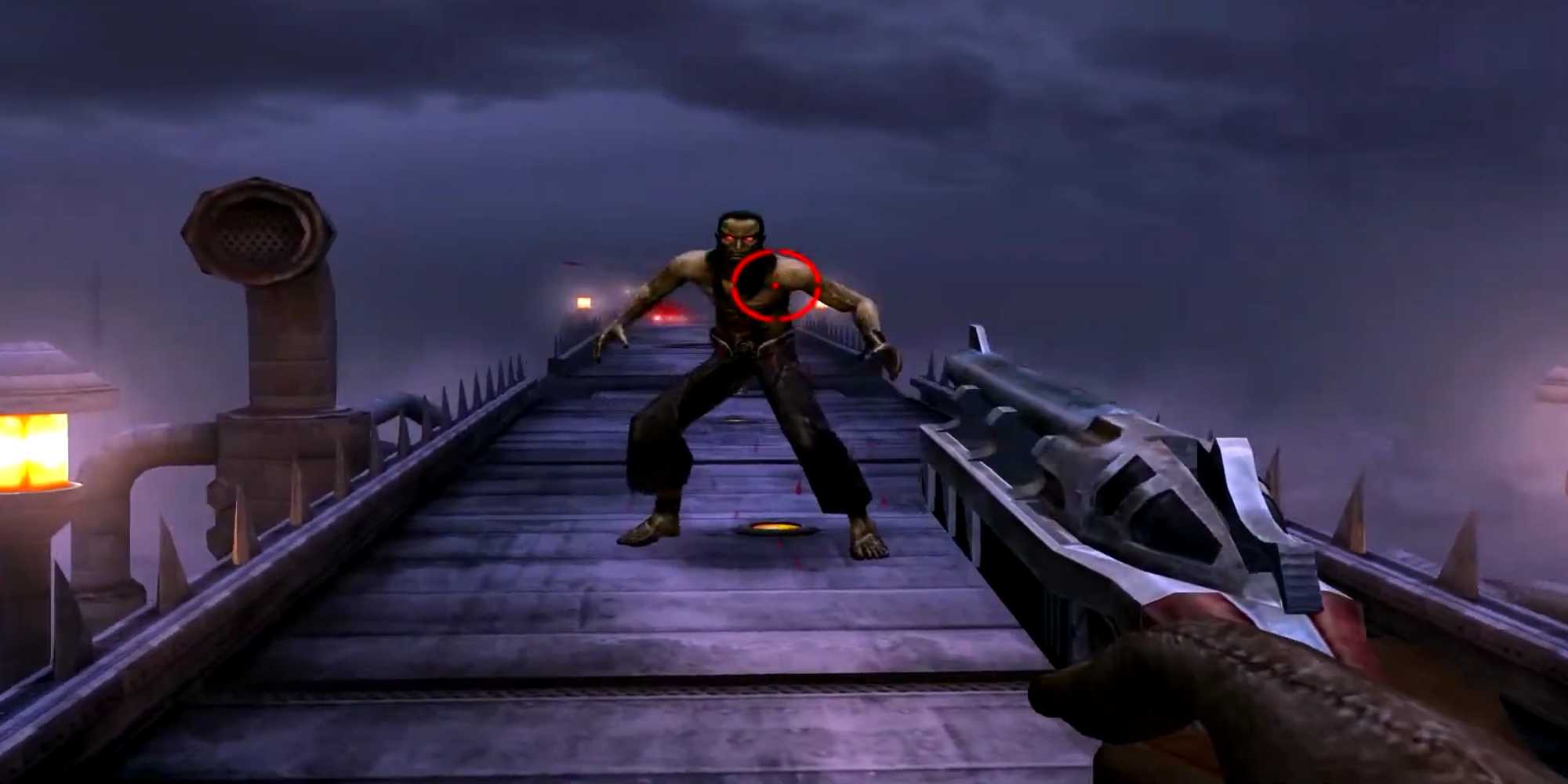 Lazarus Malkoth boss fight on top of a train in Darkwatch