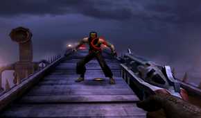Lazarus Malkoth boss fight on top of a train in Darkwatch