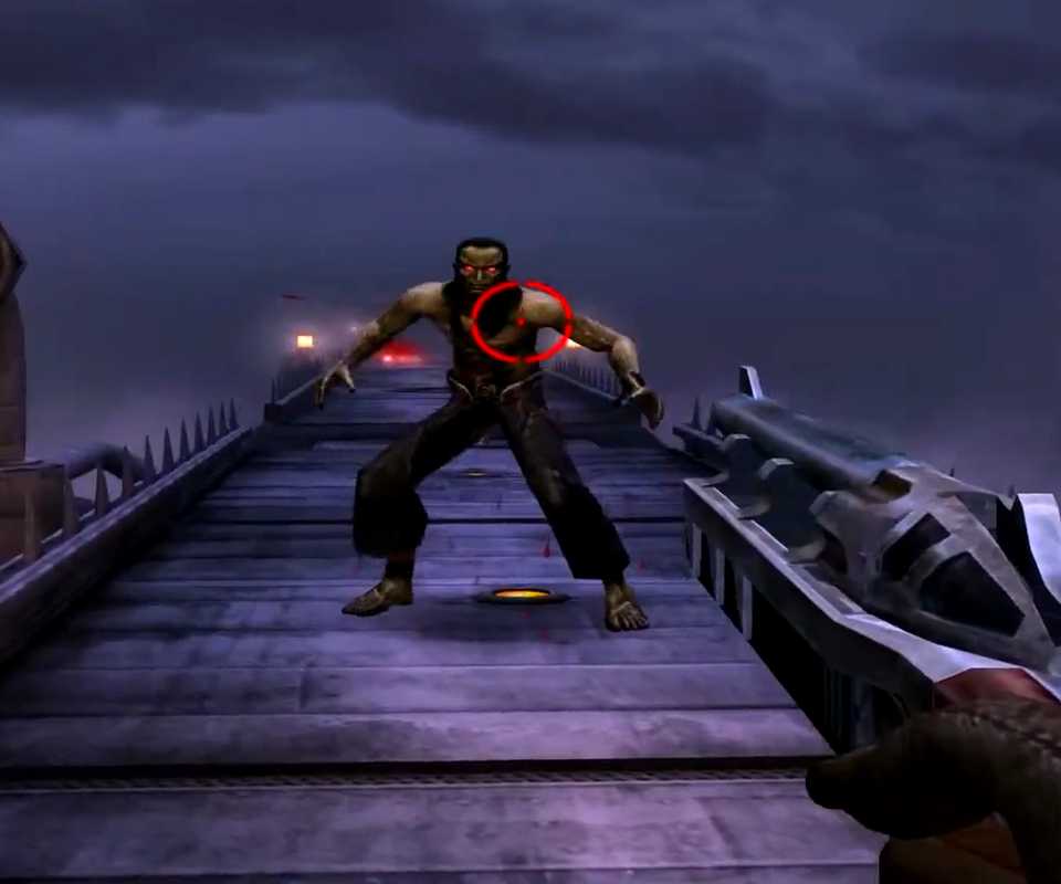 Lazarus Malkoth boss fight on top of a train in Darkwatch