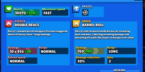 Darryl stats on a blue background in Brawl Stars