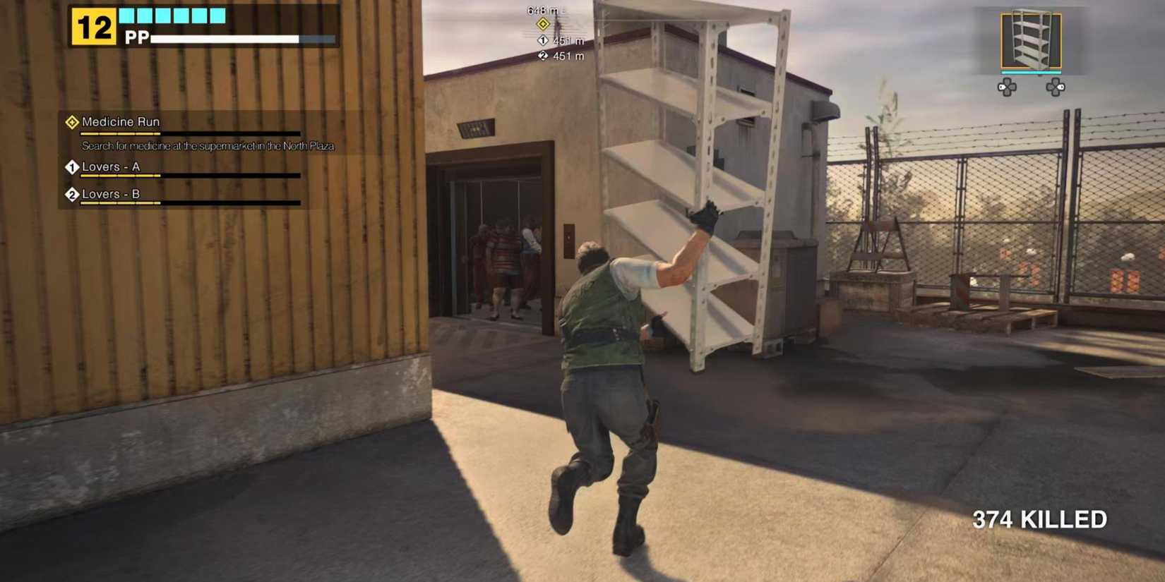 Dead Rising Deluxe Remaster Frank Running With Shelves