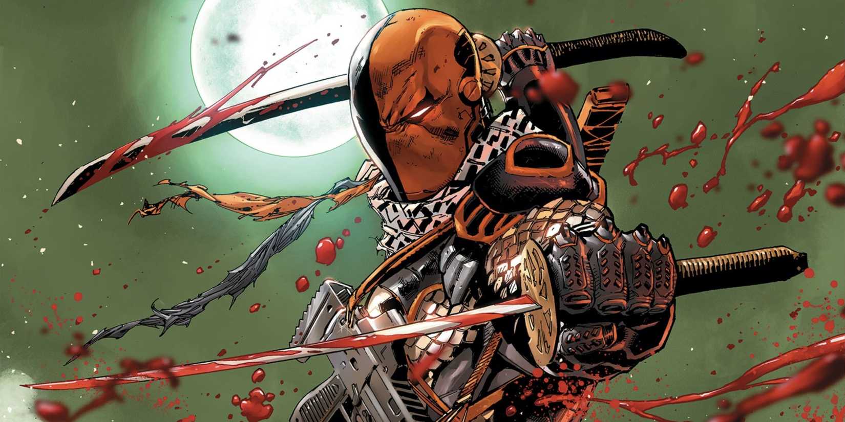 deathstroke with a bloody sword