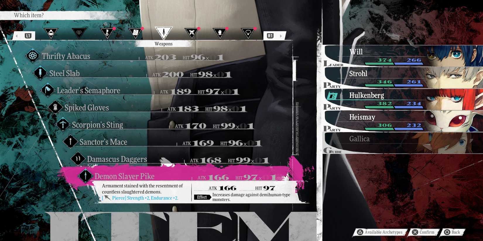 Demon Slayer Pike weapon in Metaphor ReFantazio