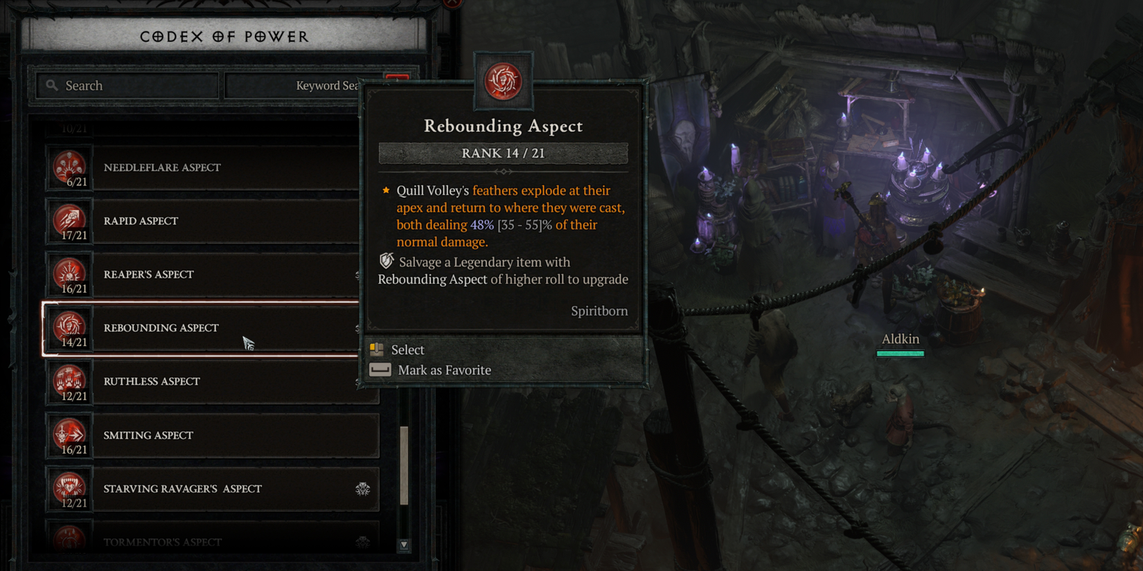 Diablo 4 Rebounding Aspect Effects Spiritborn