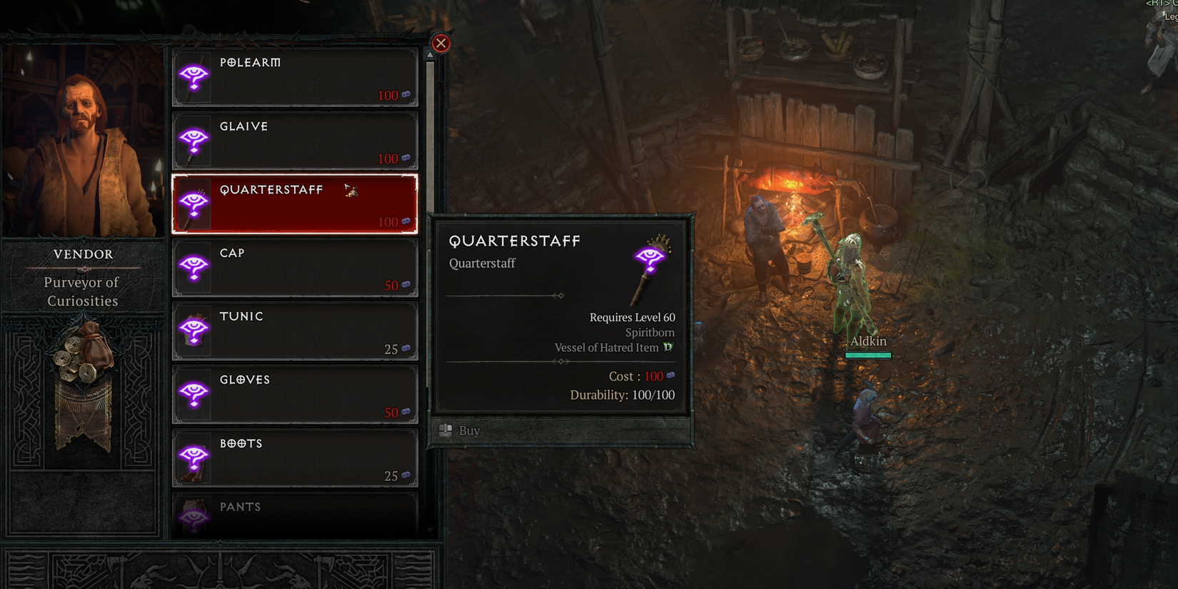 Diablo 4 Rod of Kepeleke Unique Item Obols Vendor Purveyor of Curiosities