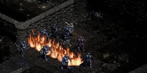 Fighting monsters, a line of fire in the field