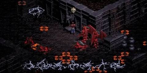 Character exploring a dungeon in Diablo: Hellfire