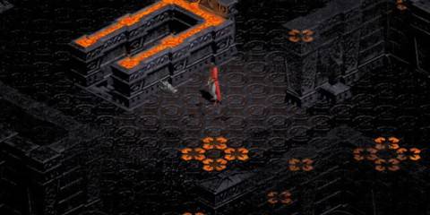 Character alone in a dungeon