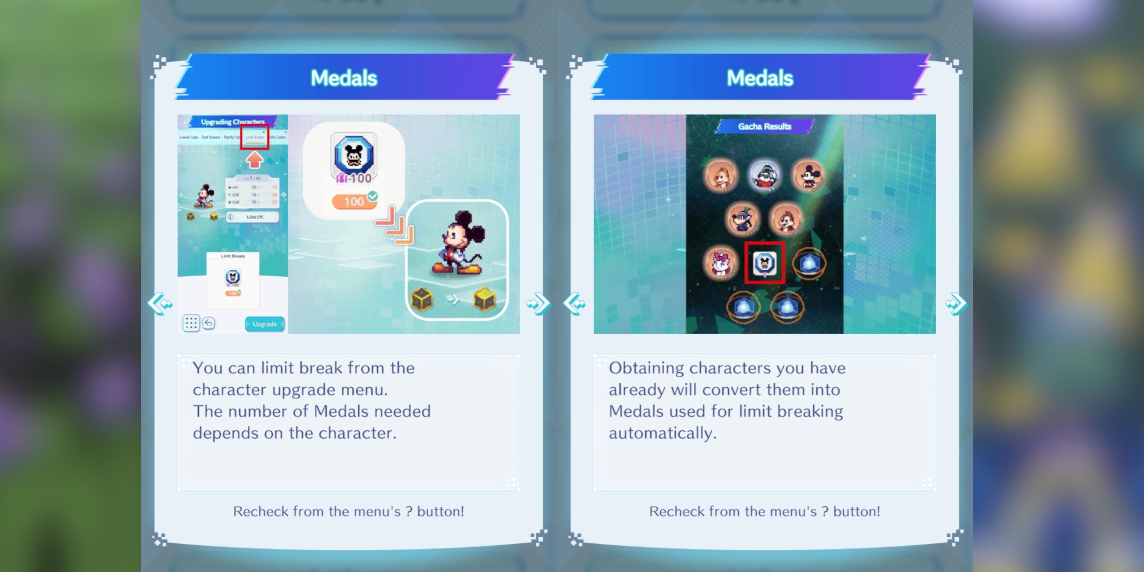 the description of medals in disney pixel rpg.