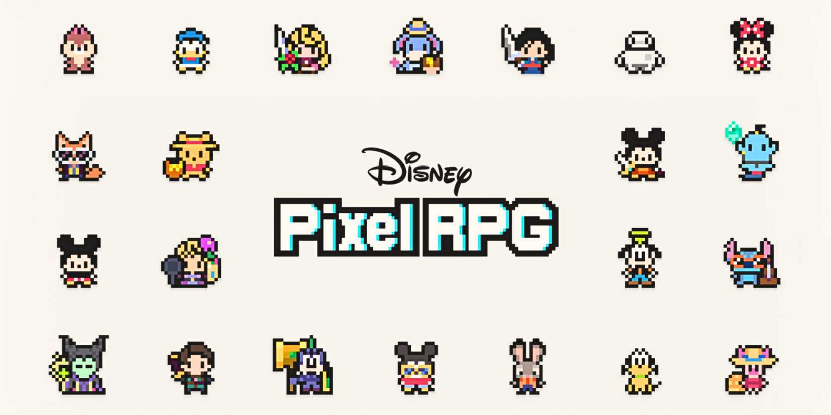 several characters in disney pixel rpg.