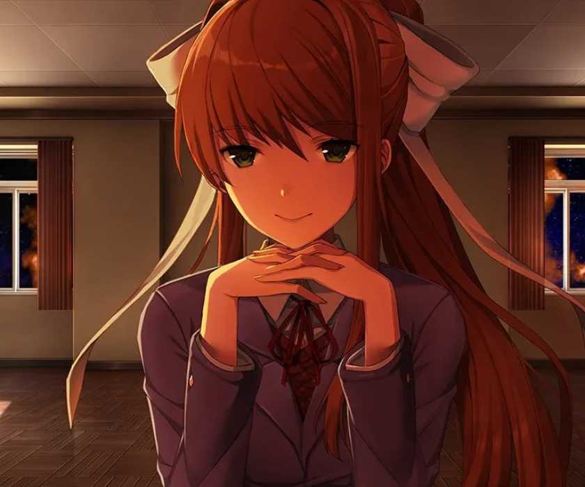 Doki Doki Literature Club Female character looking at the screen