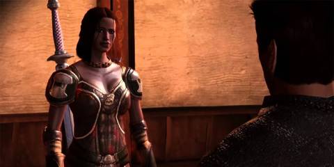 Dragon Age Origins Isabela addressing Warden