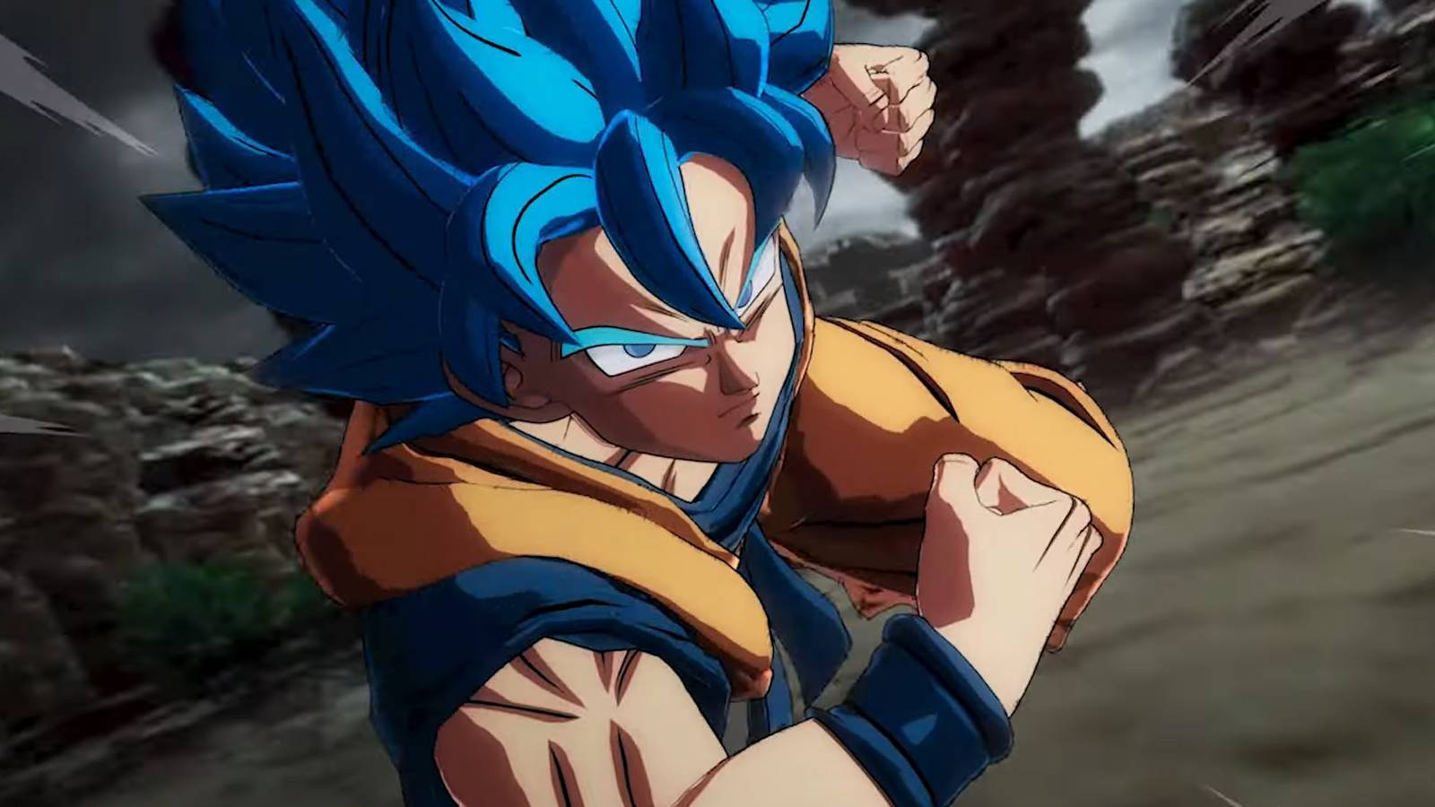 Dragon Ball Sparking Zero Goku Super Saiyan Blue charging ahead
