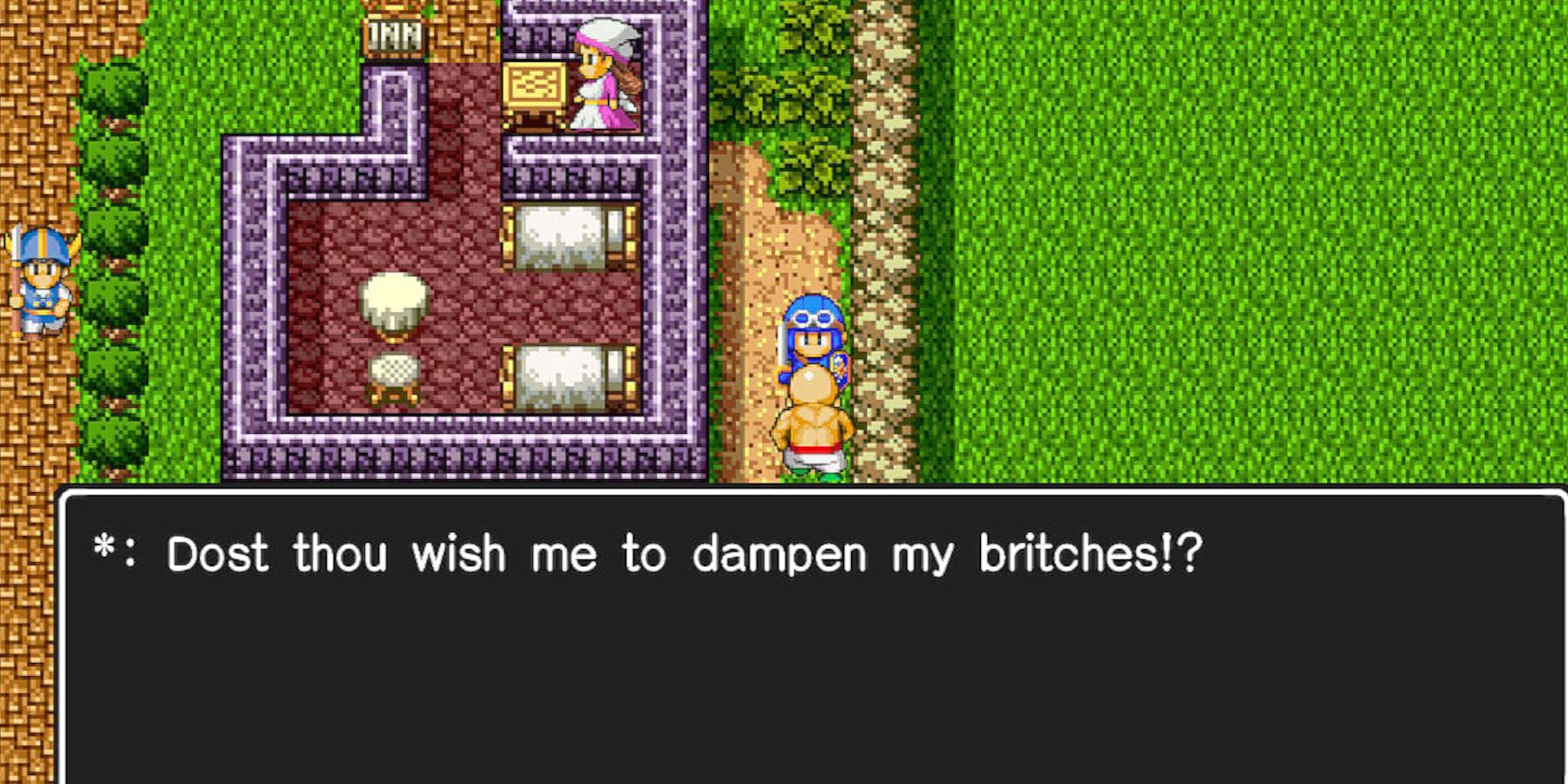 Dragon Quest  chatting outside the Inn