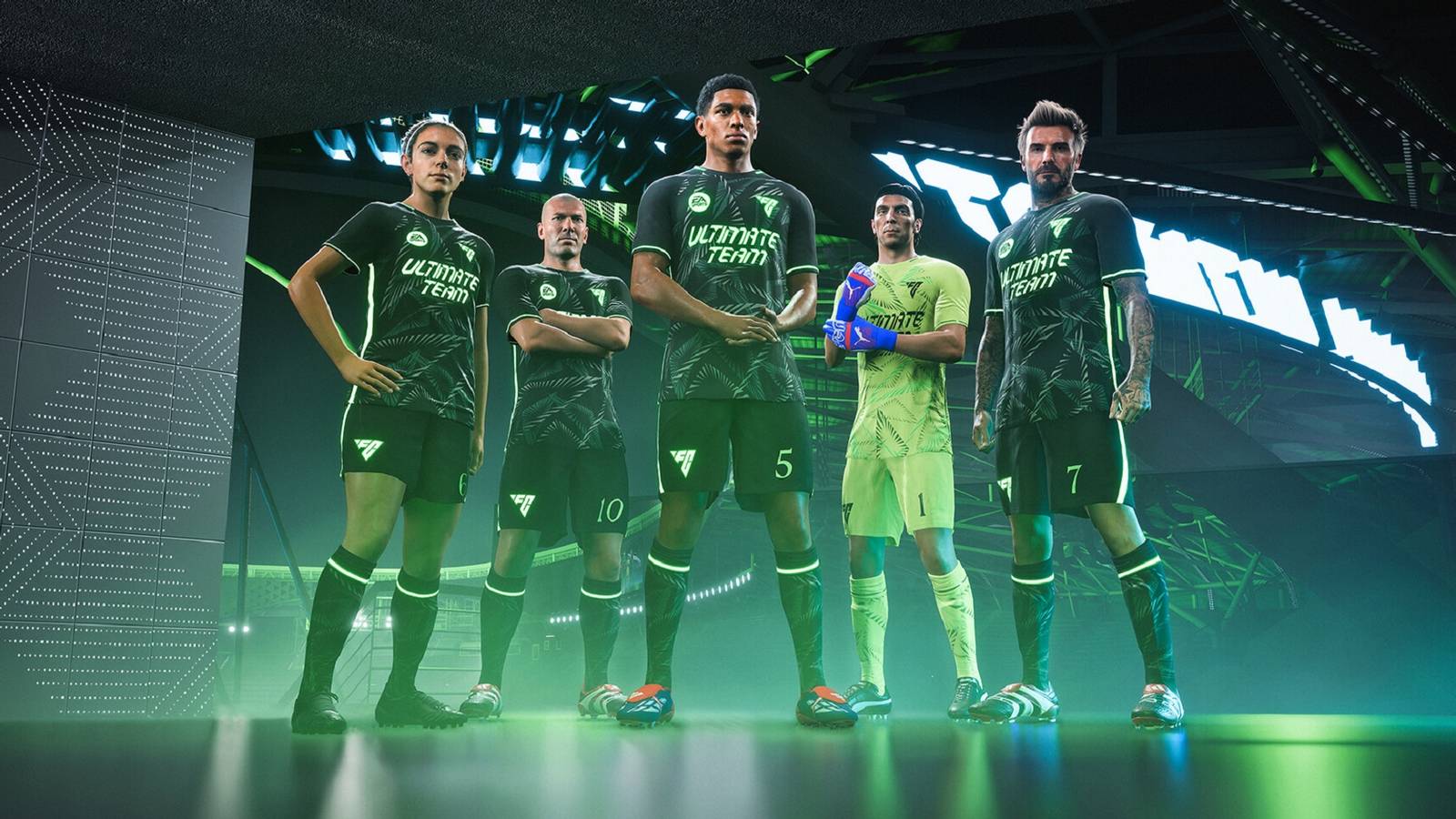 Bellingham, Beckham, Zidane, and Buffon from EA Sports FC 25