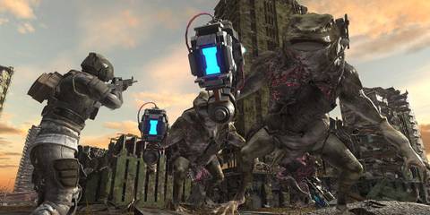 Earth Defense Force 6 multiplayer fighting monster