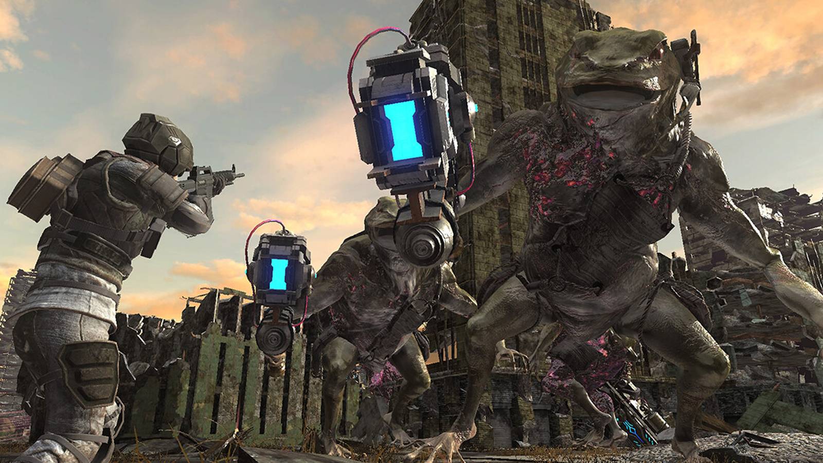 Earth Defense Force 6 multiplayer fighting monster