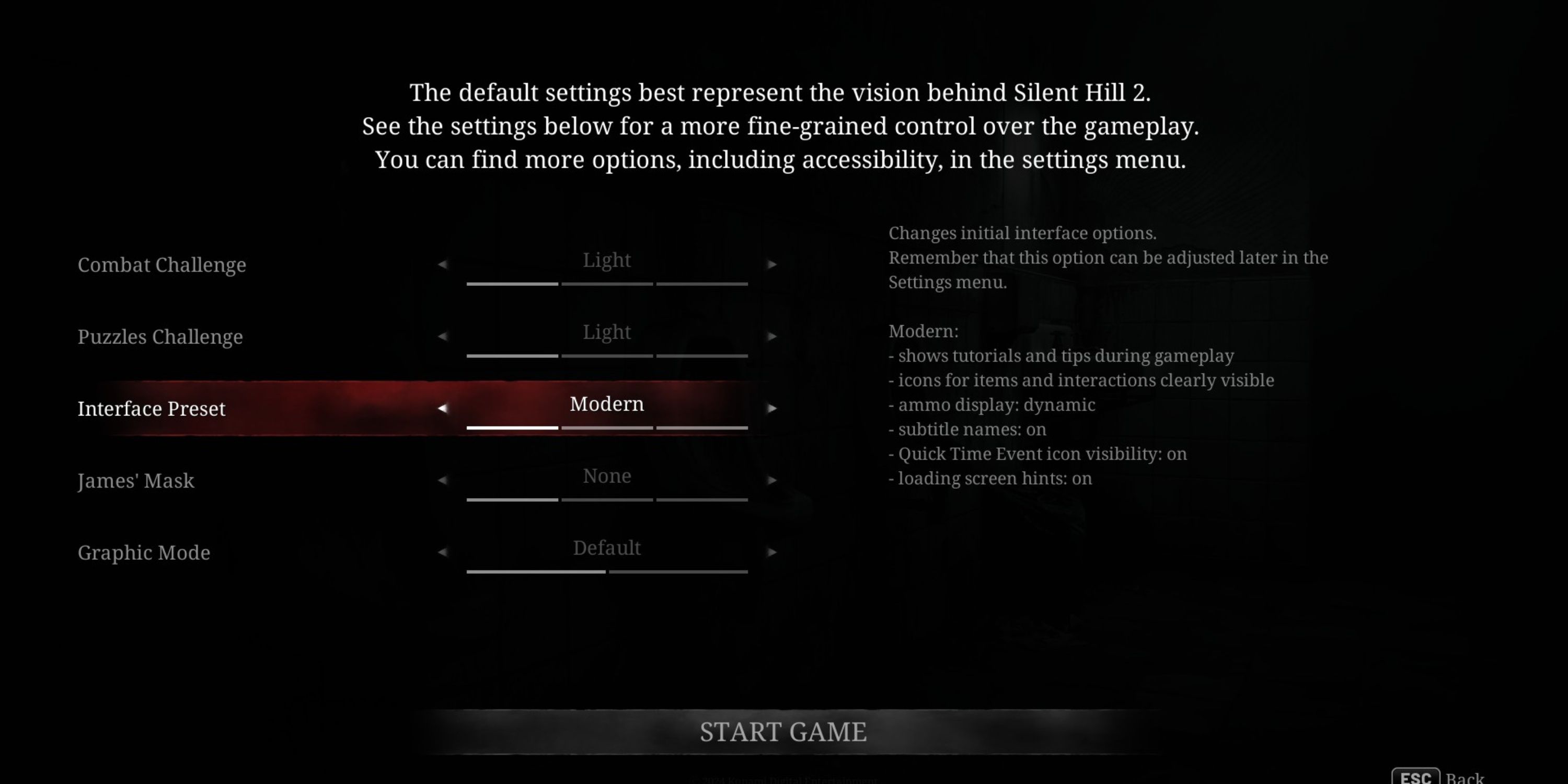 Best Difficulty Settings in Silent Hill 2