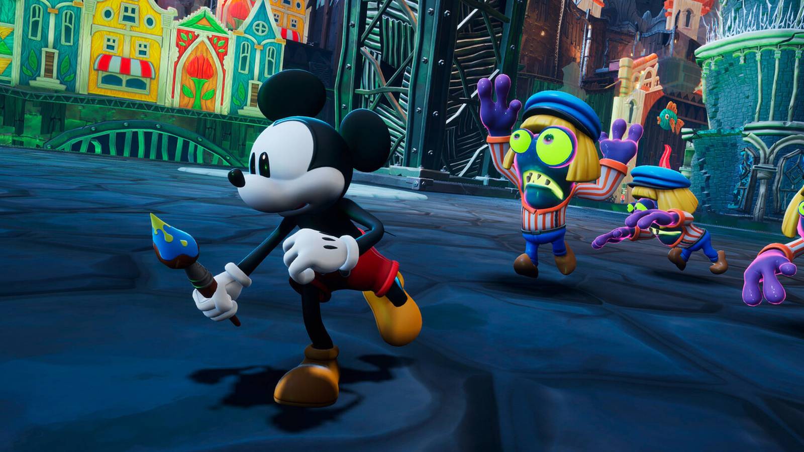 Epic Mickey Mickey mouse running from enemies