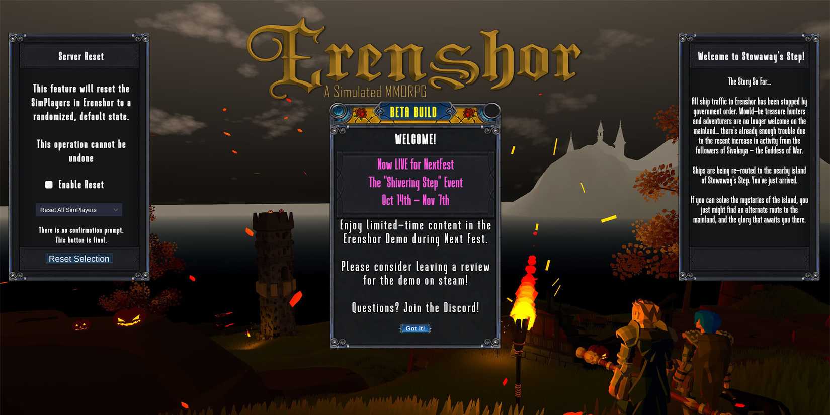 erenshor single player mmo startup screen
