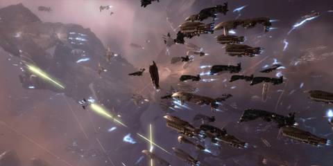EVE Online ships battling