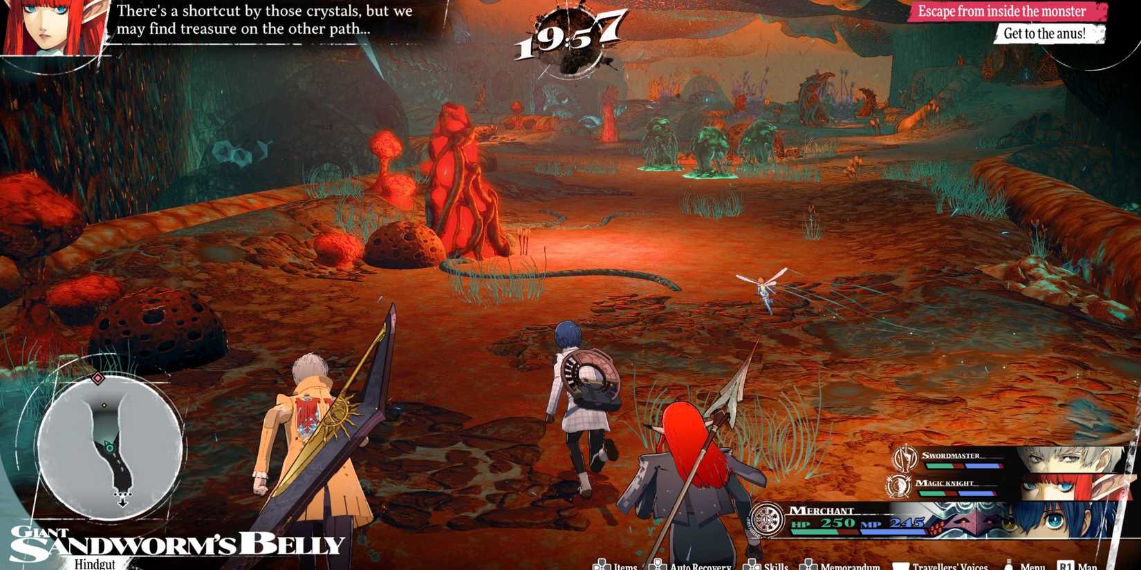 Exploring the Giant Sandworm’s Belly dungeon in Metaphor ReFantazio