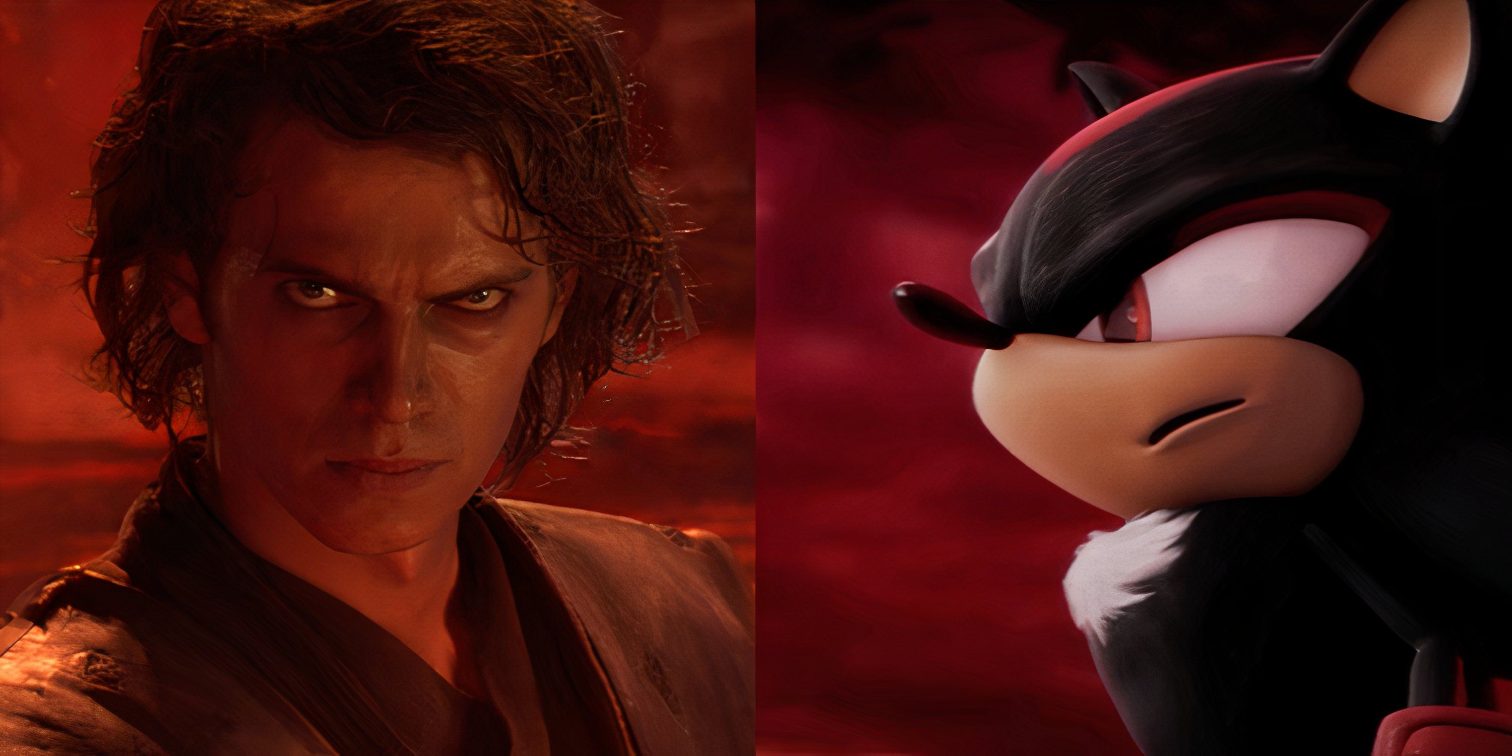 f anakin skywalker and shadow the ehdgehog split image