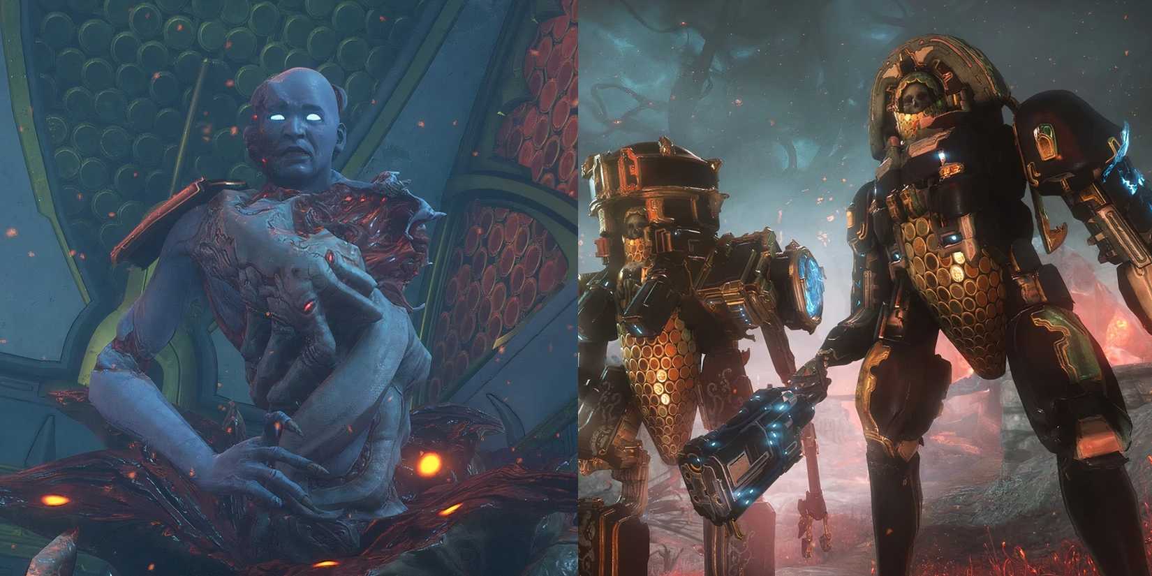 Father and Necramech in Warframe