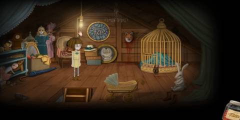 fran bow - fran in a room with creepy atmosphere