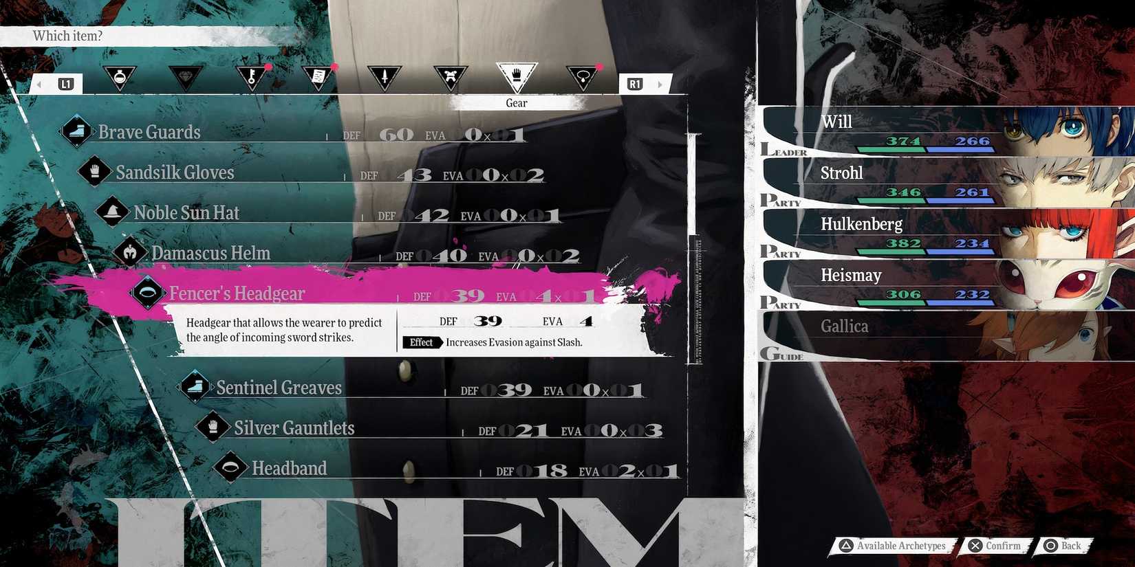 Fencer’s Headgear armour in Metaphor ReFantazio