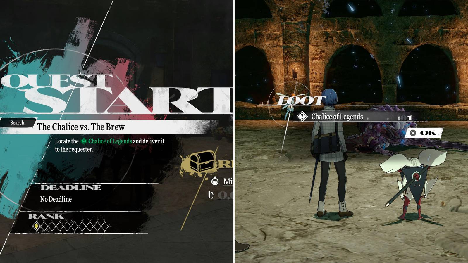 The Chalice Vs The Brew Quest Menu & The Player Getitng The Chalice