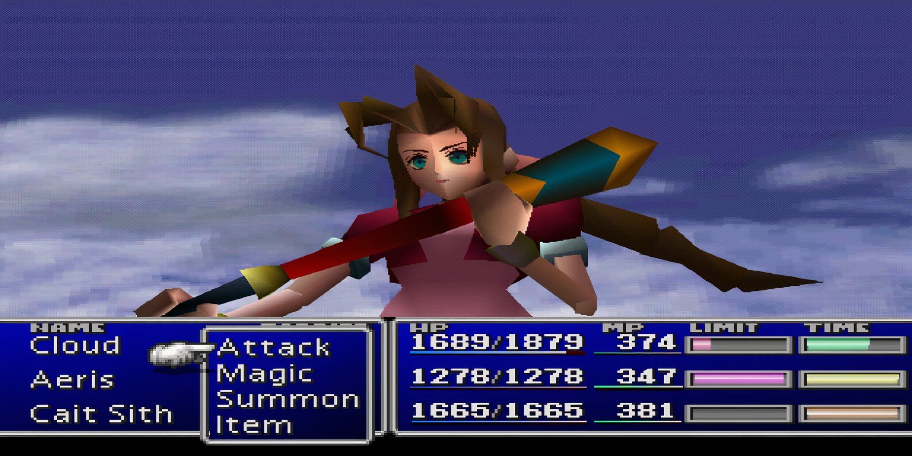 aeris in the battle window