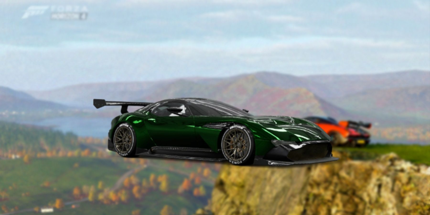 FH4 Aston Martin Vulcan Forza Edition in the foreground with a scenery background in Forza Horizon 4